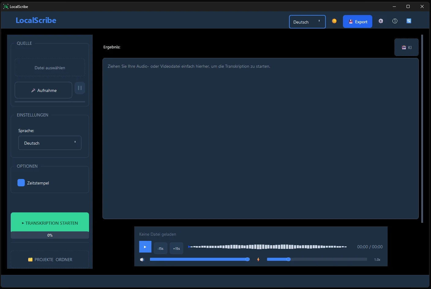 LokalSkribe Software — Offline KI-Transkription für Windows